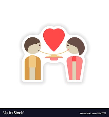 Stylish paper sticker on white background lovers vector image