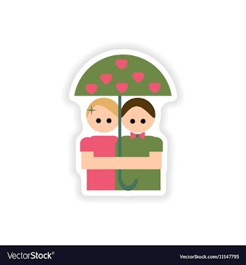Stylish paper sticker on white background lovers vector image