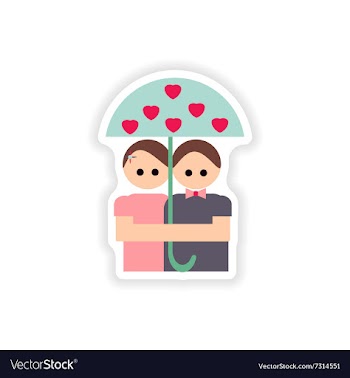 Stylish paper sticker on white background lovers vector image