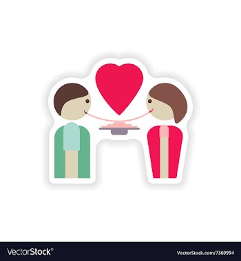 Stylish paper sticker on white background lovers vector image