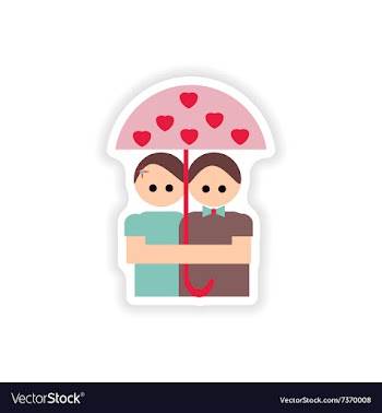 Stylish paper sticker on white background lovers vector image