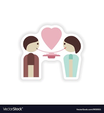 Stylish paper sticker on white background lovers vector image