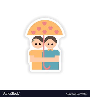 Stylish paper sticker on white background lovers vector image