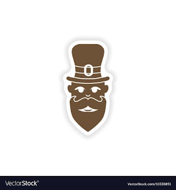Stylish paper sticker on white background man hat vector image