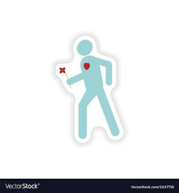 Stylish paper sticker on white background man in vector image