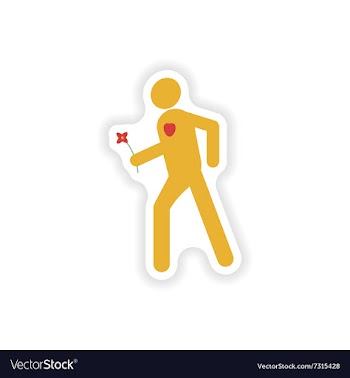 Stylish paper sticker on white background man in vector image