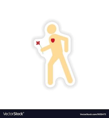 Stylish paper sticker on white background man in vector image