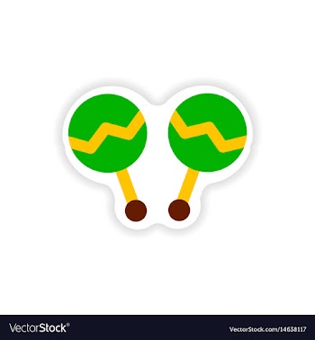 Stylish paper sticker on white background maracas vector image