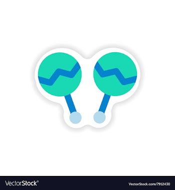 Stylish paper sticker on white background maracas vector image
