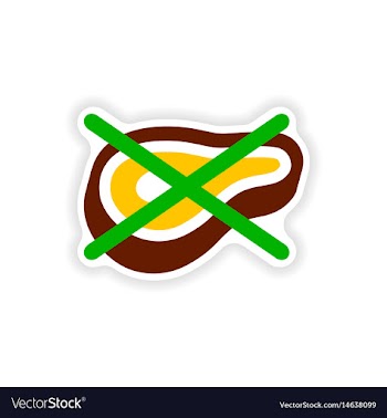 Stylish paper sticker on white background meat ban vector image