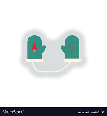 Stylish paper sticker on white background mittens vector image