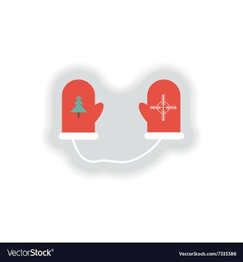 Stylish paper sticker on white background mittens vector image