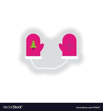 Stylish paper sticker on white background mittens vector image