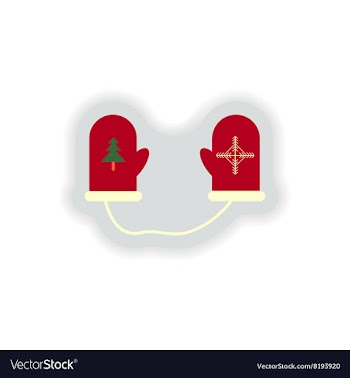 Stylish paper sticker on white background mittens vector image