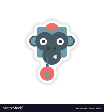 Stylish paper sticker on white background monkey vector image