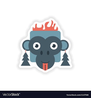 Stylish paper sticker on white background monkey vector image