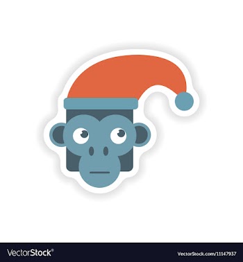 Stylish paper sticker on white background monkey vector image