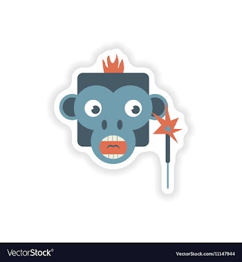 Stylish paper sticker on white background monkey vector image