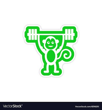 Stylish paper sticker on white background monkey vector image