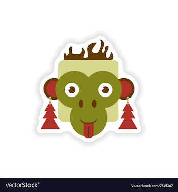 Stylish paper sticker on white background monkey vector image
