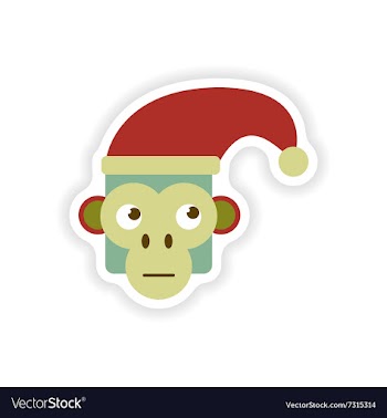 Stylish paper sticker on white background monkey vector image
