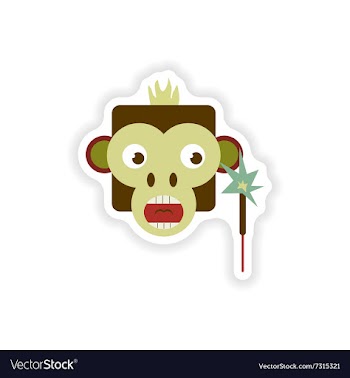 Stylish paper sticker on white background monkey vector image