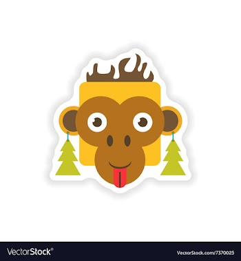 Stylish paper sticker on white background monkey vector image