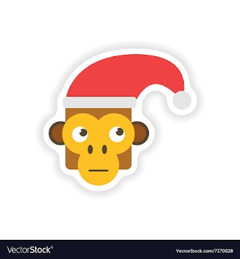 Stylish paper sticker on white background monkey vector image