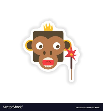 Stylish paper sticker on white background monkey vector image