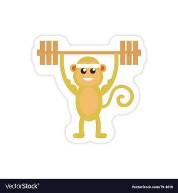 Stylish paper sticker on white background monkey vector image