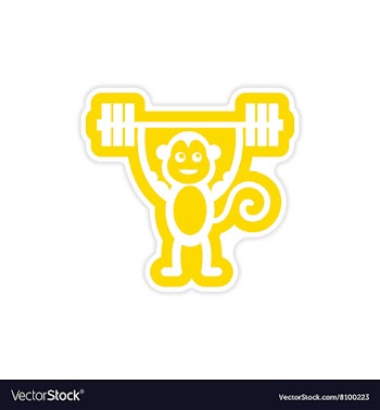 Stylish paper sticker on white background monkey vector image