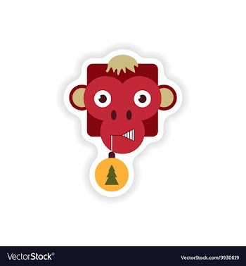 Stylish paper sticker on white background monkey vector image