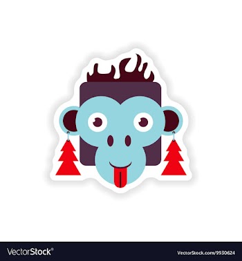 Stylish paper sticker on white background monkey vector image