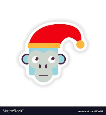 Stylish paper sticker on white background monkey vector image