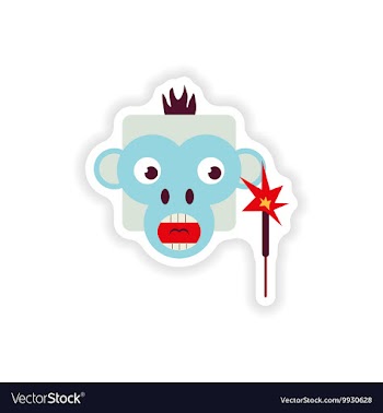 Stylish paper sticker on white background monkey vector image
