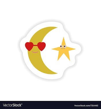 Stylish paper sticker on white background moon and vector image