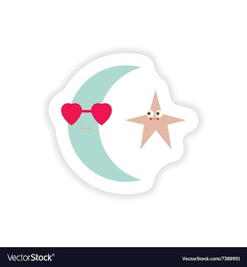 Stylish paper sticker on white background moon and vector image
