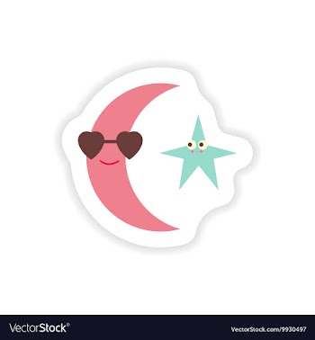 Stylish paper sticker on white background moon and vector image