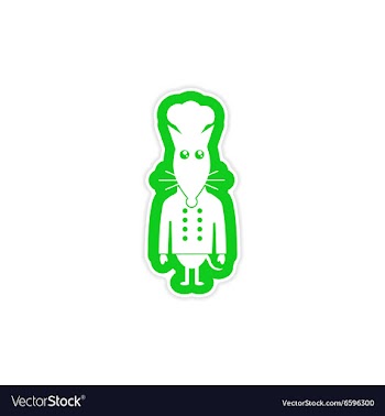 Stylish paper sticker on white background mouse vector image