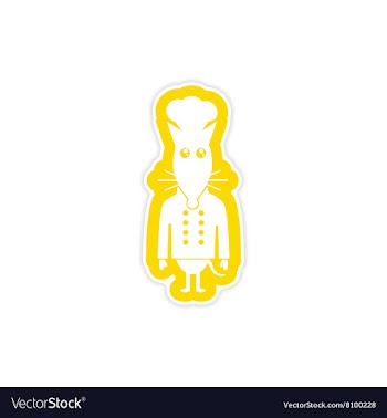 Stylish paper sticker on white background mouse vector image
