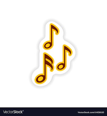 Stylish paper sticker on white background musical vector image
