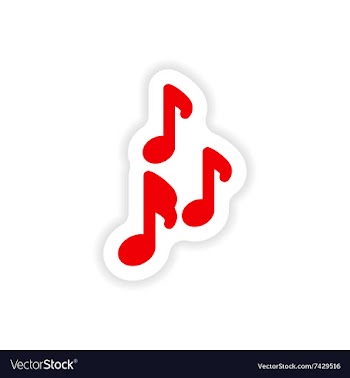 Stylish paper sticker on white background musical vector image