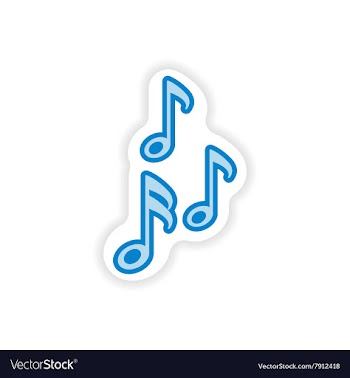 Stylish paper sticker on white background musical vector image