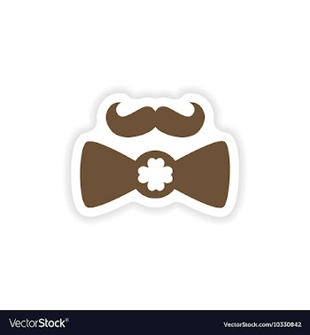 Stylish paper sticker on white background mustache vector image