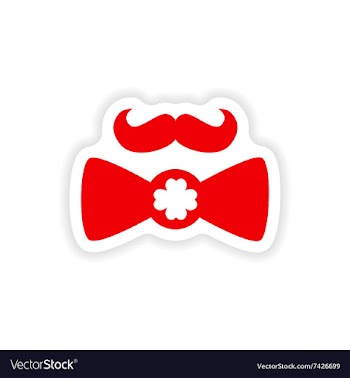 Stylish paper sticker on white background mustache vector image