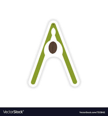 Stylish paper sticker on white background nut and vector image