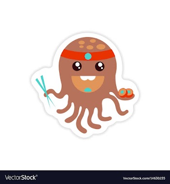 Stylish paper sticker on white background octopus vector image