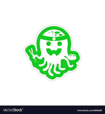 Stylish paper sticker on white background octopus vector image