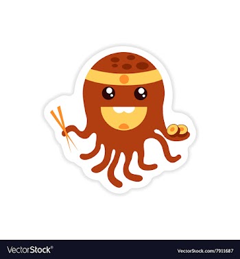 Stylish paper sticker on white background octopus vector image