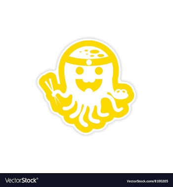 Stylish paper sticker on white background octopus vector image